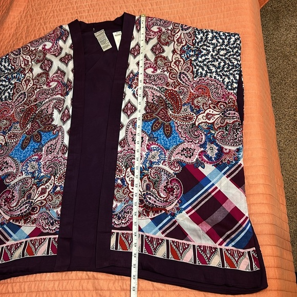 NWT CHICO'S Patchwork Print Ruana Poncho Shawl Wrap S/M - Picture 10 of 14